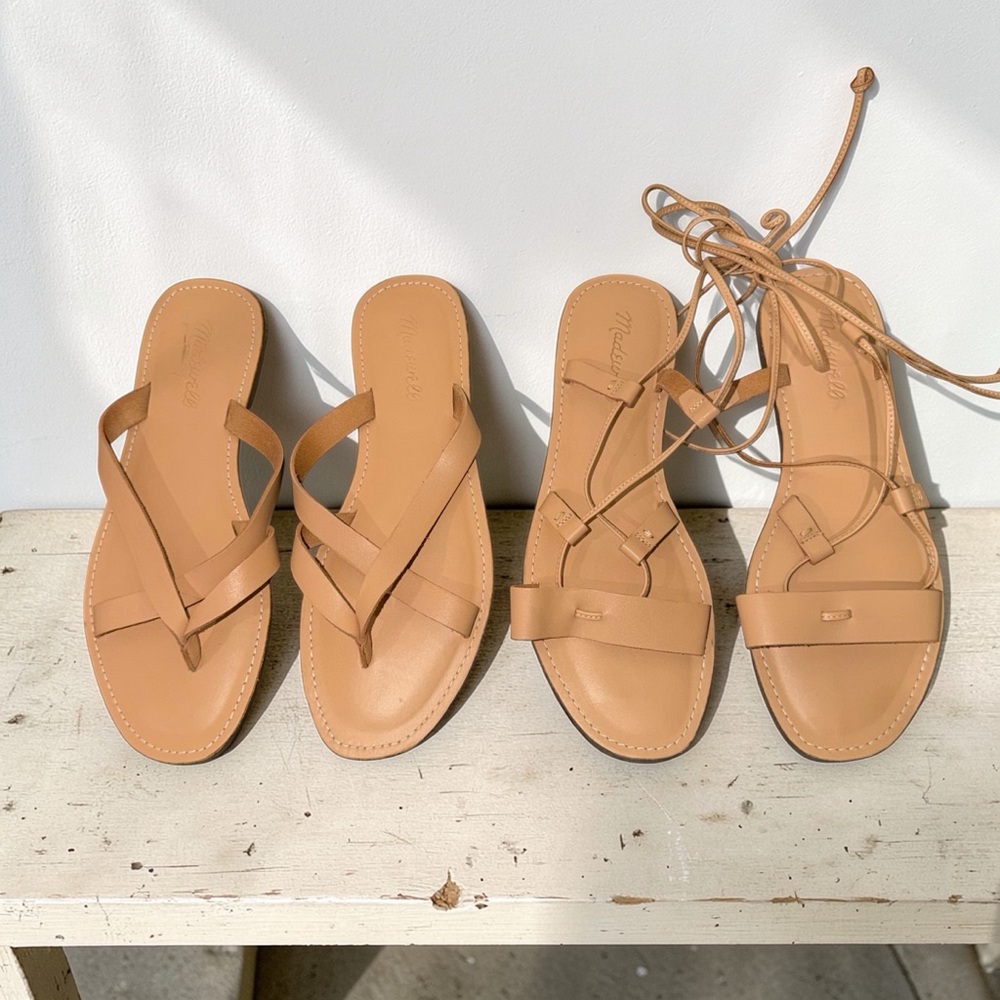Madewell NWOB Boardwalk Tan Leather Sandal Bundle of 2 Size 8.5 Women’s